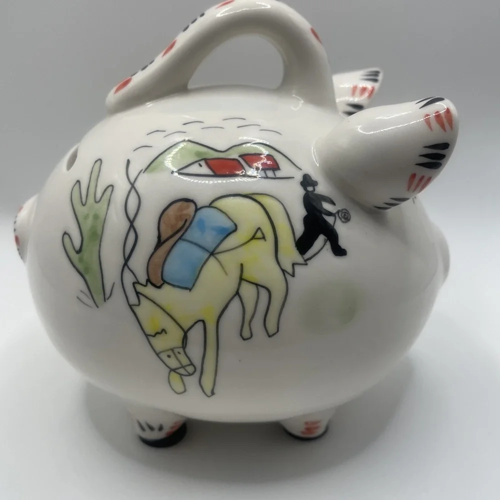 Vintage Hand Painted Indian Head and Horse  Bank